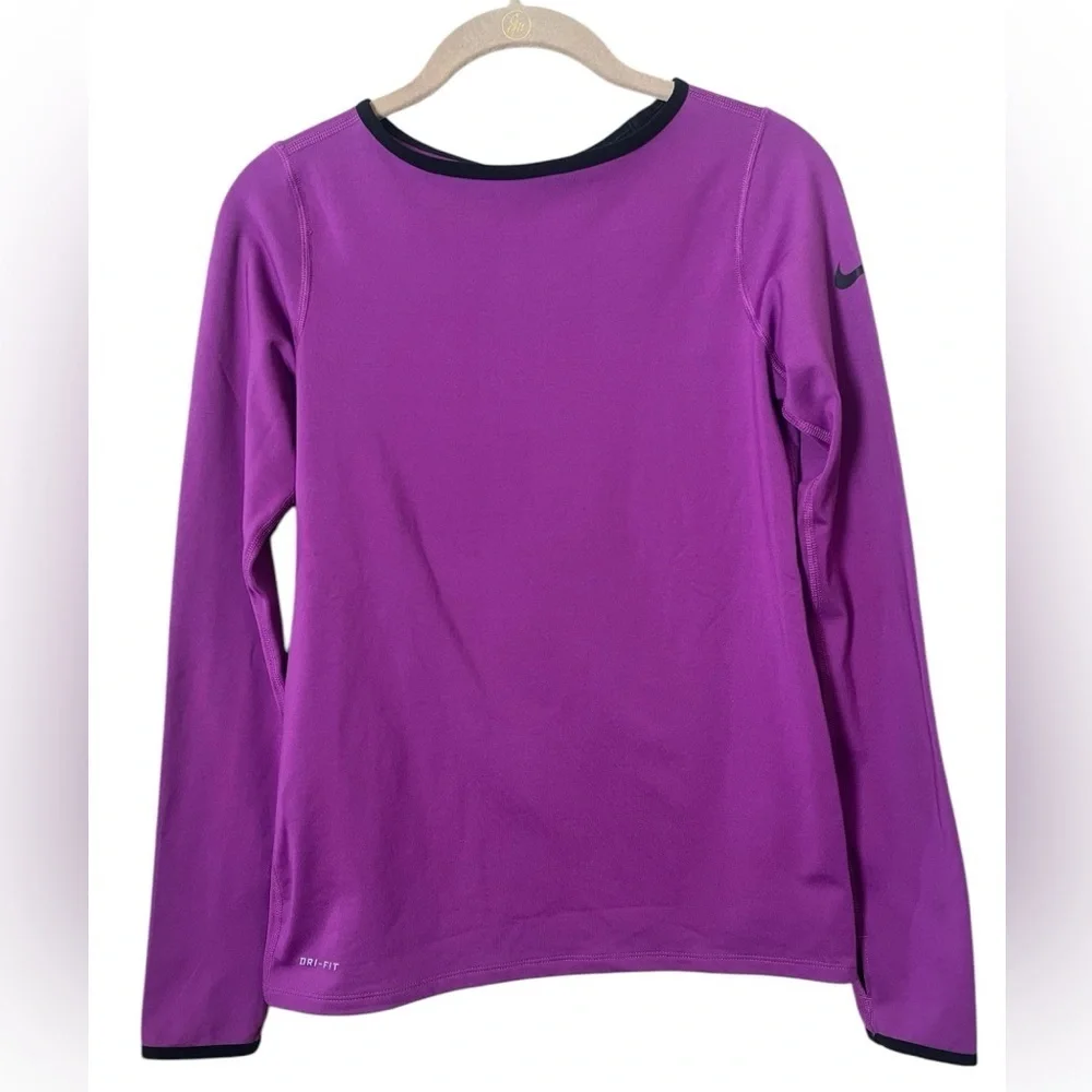 Nike Pro Fleece Lined Baselayer Activewear Shirt in Purple Size XL